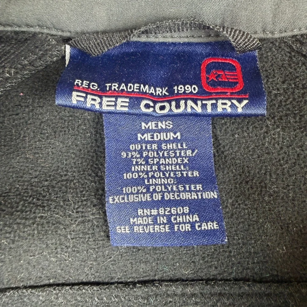 Free Country Mens Softshell Jacket Gray Black Water Resistant Fleece Lined M